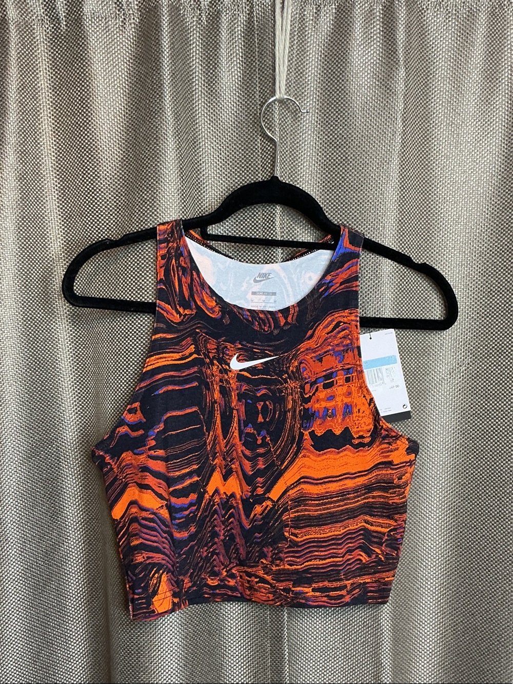 Nike Women’s Black & Orange Abstract Athletic Crop Tank